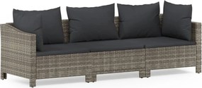 vidaXL 3 részes szürke polyrattan kerti ülőgarnitúra párnákkal