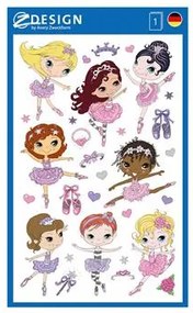 Matrica, papír, 1 ív, 76x120 mm, AVERY ZWECKFORM, Z-Design No.53221, balerina (AY53221)