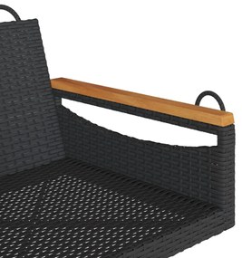fekete polyrattan hintapad 63 x 62 x 40 cm