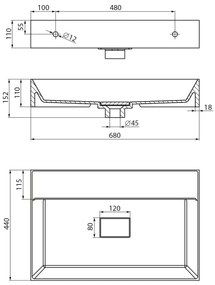 Sapho - Falra szerelhető mosdó GODIVA 68x44 cm márvány/fehér