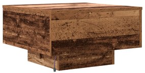 Dohányzóasztal LED világítással, Régi fa 55x55x31 cm