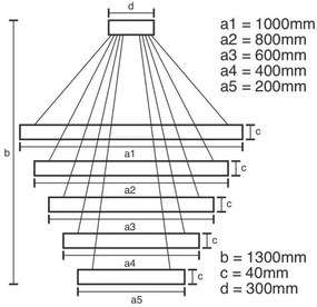 LED állítható fényerejű csillár kábellel LED/210W/230V 3000-6500K + DO