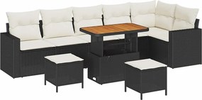 vidaXL Kerti Kanapé Szett 9 pcs Fekete polirattan