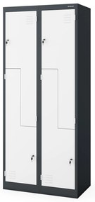 „L” típusú fémszekrény JULIA, 800 x 1850 x 450 mm, antracit-fehér