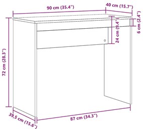 Íróasztal kézműves tölgy 90x40x72 cm műszaki fa
