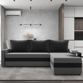 Univerzális ülőgarnitúra, szürke/fekete, PAULITA NEW