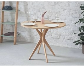 Kerek bővíthető étkezőasztal kőrisfa dekoros asztallappal 45x90 cm Jubi – Ragaba