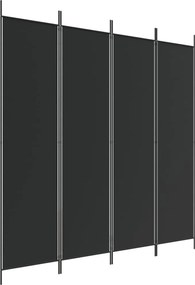 vidaXL 4 paneles fekete szövet térelválasztó 200 x 200 cm