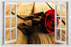 Poszterek 60x40 Rózsa szépia deszkákon