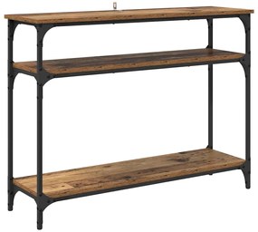 vidaXL Konzolasztal polcokkal Öreg fa 100 x 29 x 75 cm Faanyag