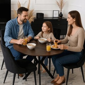 Kerek Étkezőasztal Dió/Fekete Színben LAUREN 90 cm