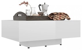 magasfényű fehér szerelt fa dohányzóasztal 85 x 55 x 31 cm