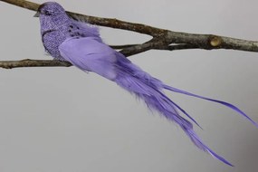 Lila madár karácsonyfadísz csipeszen 25cm