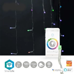Nedis WIFILXC01C180 - LED RGB Karácsonyi függöny 180xLED/7 funckció 6m IP65 Wi-Fi Tuya
