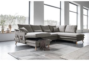 Szürke kinyitható sarokkanapé (jobb oldali-U alakú) Charming Charlie – Miuform