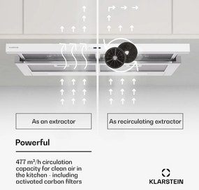 Klarstein Mariana Neo 90, lapos páraelszívó, 90 cm, 640 m³/h, légelszívás, LED