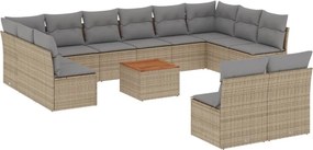 vidaXL 13 részes bézs polyrattan kerti ülőgarnitúra párnákkal
