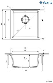 Deante ZQA_N10A - Mosogató CORDA 44x44 cm gránit/fekete