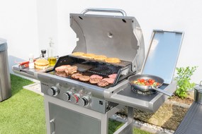 CALIFORNIA BBQ gázgrill, 4 égővel, nyomáscsökkentő szeleppel, ezüst Penta CZ
