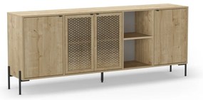 Natúr színű alacsony komód tölgyfa dekorral 200x80 cm Inca – Marckeric
