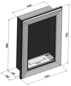 InFire - Beépített BIO kandalló 79x55 cm 3kW fekete