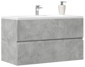 Betonszürke szerelt fa mosdószekrény 90 x 38,5 x 45 cm
