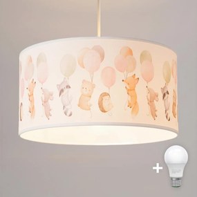 Brilagi - LED gyerek csillár zsinórral BOBO 1xE27/60W/230V Ø 35 cm fehér/állatkás