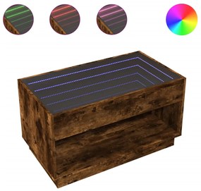 Füstös tölgy végtelen hatású LED-es dohányzóasztal 90x50x50 cm