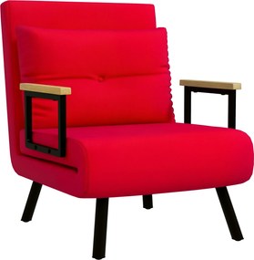 HOMCOM 5 szintes állítható háttámlájú kanapéágy párnákkal, szövet borítással, acélból és fából, 63x73x81 cm, piros | Aosom