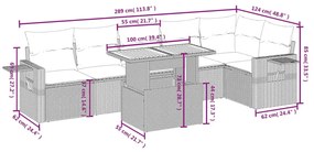 7 részes bézs polyrattan kerti ülőgarnitúra párnákkal