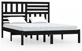 fekete franciaágy tömör fenyőfa ágykeret 150x200 cm