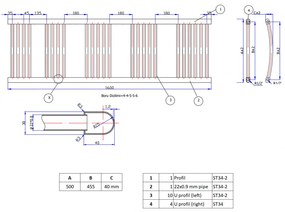 Fekete 500x1600mm törölközőszárítós fürdőszobai radiátor Welland Lux | Készletről | Gyors kiszállítással