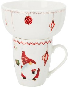 Porcelain mug and bowl set Christmas elf