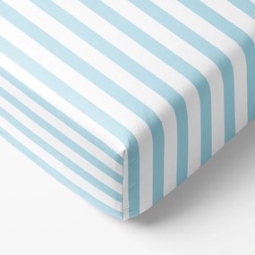 Goldea pamut körgumis lepedő - kék csíkos 90 x 200 cm