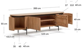 Természetes színű mangófa TV-állvány 200x55 cm Licia - Kave Home