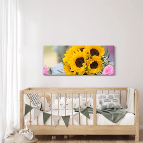 Napraforgós esküvői csokor képe (120x50 cm)