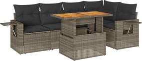 vidaXL 6 részes szürke polyrattan kerti ülőgarnitúra párnákkal