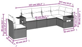 6 részes barna polyrattan kerti ülőgarnitúra párnával