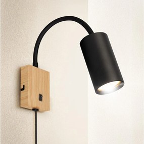Brilagi - Flexibilis fali lámpa SELE 1xGU10/30W/230V fekete/tölgy dekor