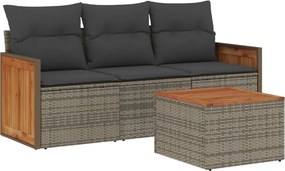 vidaXL 4 részes szürke polyrattan kerti ülőgarnitúra párnákkal