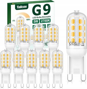 12x Izzó G9 Led 5W Tailcas 500lm Hideg Fehér Halogén Lámpákhoz