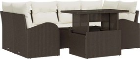 vidaXL Kerti Kanapé Szett párnával 7 pcs Barna Poli rattan