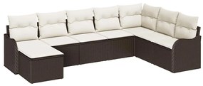 vidaXL Kerti Kanapé Szett párnával 8 pcs Barna és fehér Poli rattan