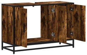 füstös tölgy szerelt fa fürdőszobai mosdószekrény 90x33x60 cm