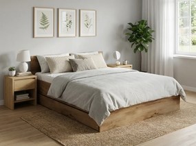 Ágy ELISA 140 x 200 cm, tölgy artisan Ágyrács: Lamellás ágyrács, Matrac: Deluxe 10 cm matrac