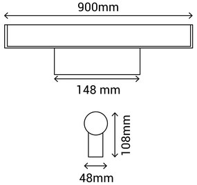 Caspio fekete falilámpa, hosszúság 90 cm - SULION