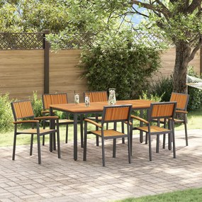 Kert étkező szett 7 pcs Fekete és barna 180 x 90 x 75 cm