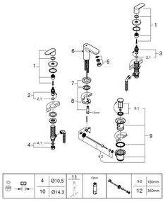 GROHE 20187000-háromlyukú mosdócsaptelep EUROSMART COSMOPOLITAN DN 15 króm