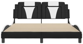 fekete és fehér ágykeret Viana LED-ekkel matrac nélkül 160 x 200 cm