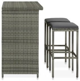 3 részes szürke polyrattan bárszett